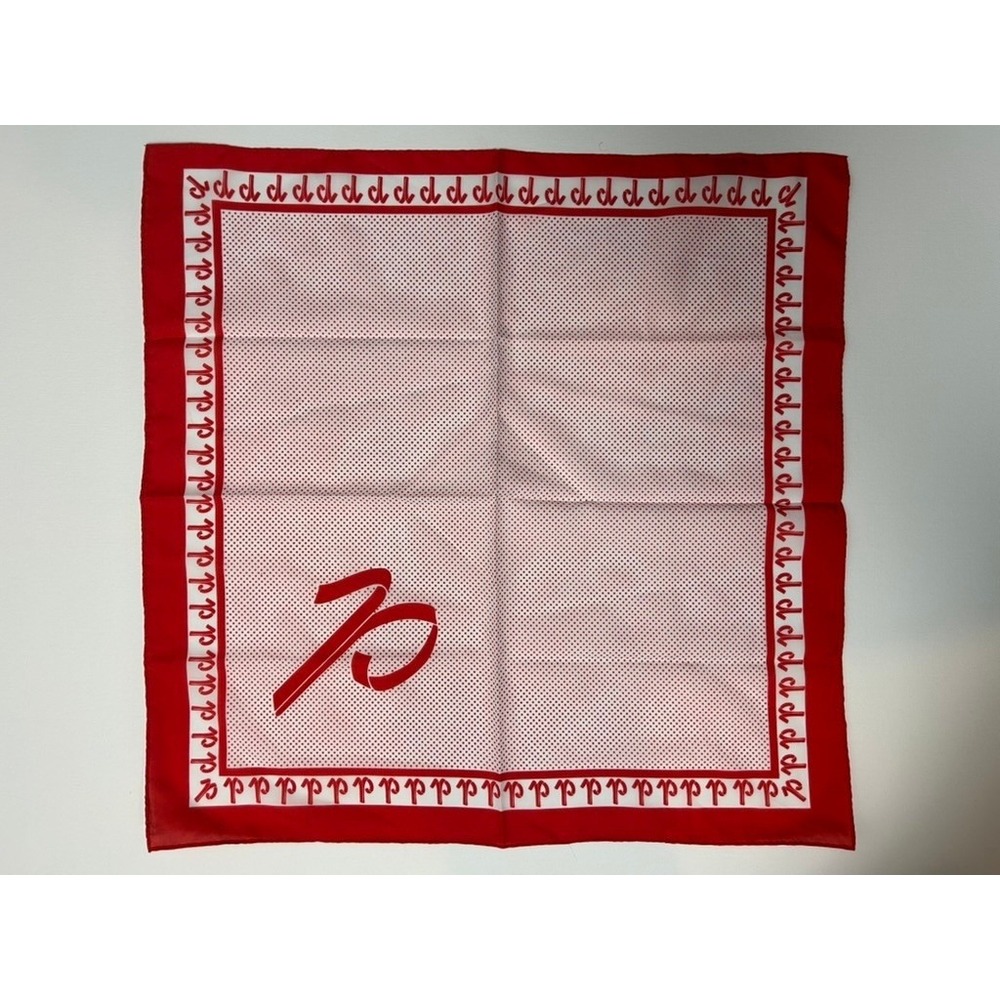 Paoli Vintage Red White Logo Square Scarf 20.5" Preppy Old Money Ivy League Hair
